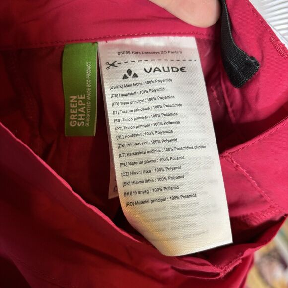 Vaude Girls Size 158/164 Detective Antimos Zip-Off Pants Pink Windproof 80 Eco - Picture 8 of 10